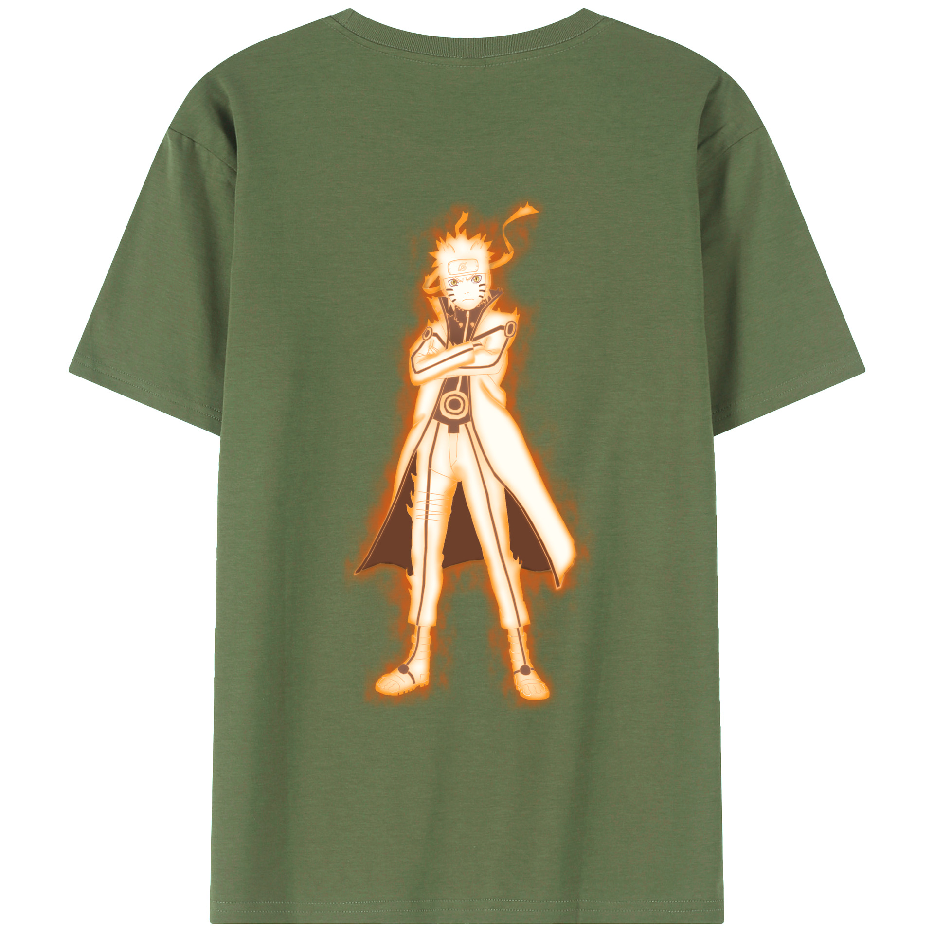 （画像用） NARUTO -ナルト- うずまき ナルト Uzumaki Naruto 綿100％ メンズ半袖Tシャツ（バックプリント） 通気性